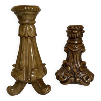 Pair of painted plaster candlesticks