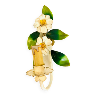 Vintage sheet metal flower wall light Italy 1960