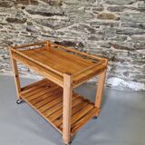 Old vintage pine serving trolley