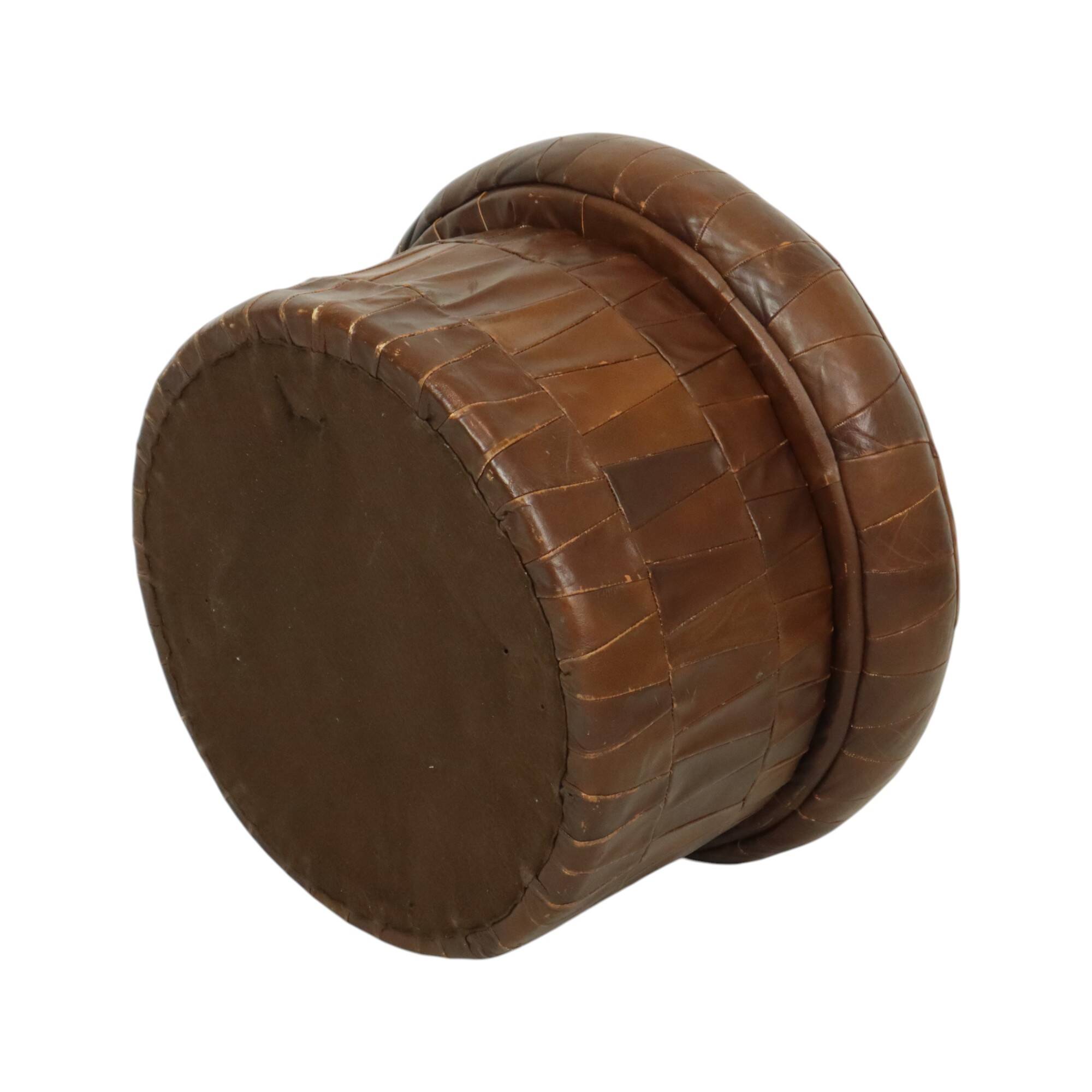 Ottoman design champignon avec espace de rangement De Sede en cuir marron 57 cm