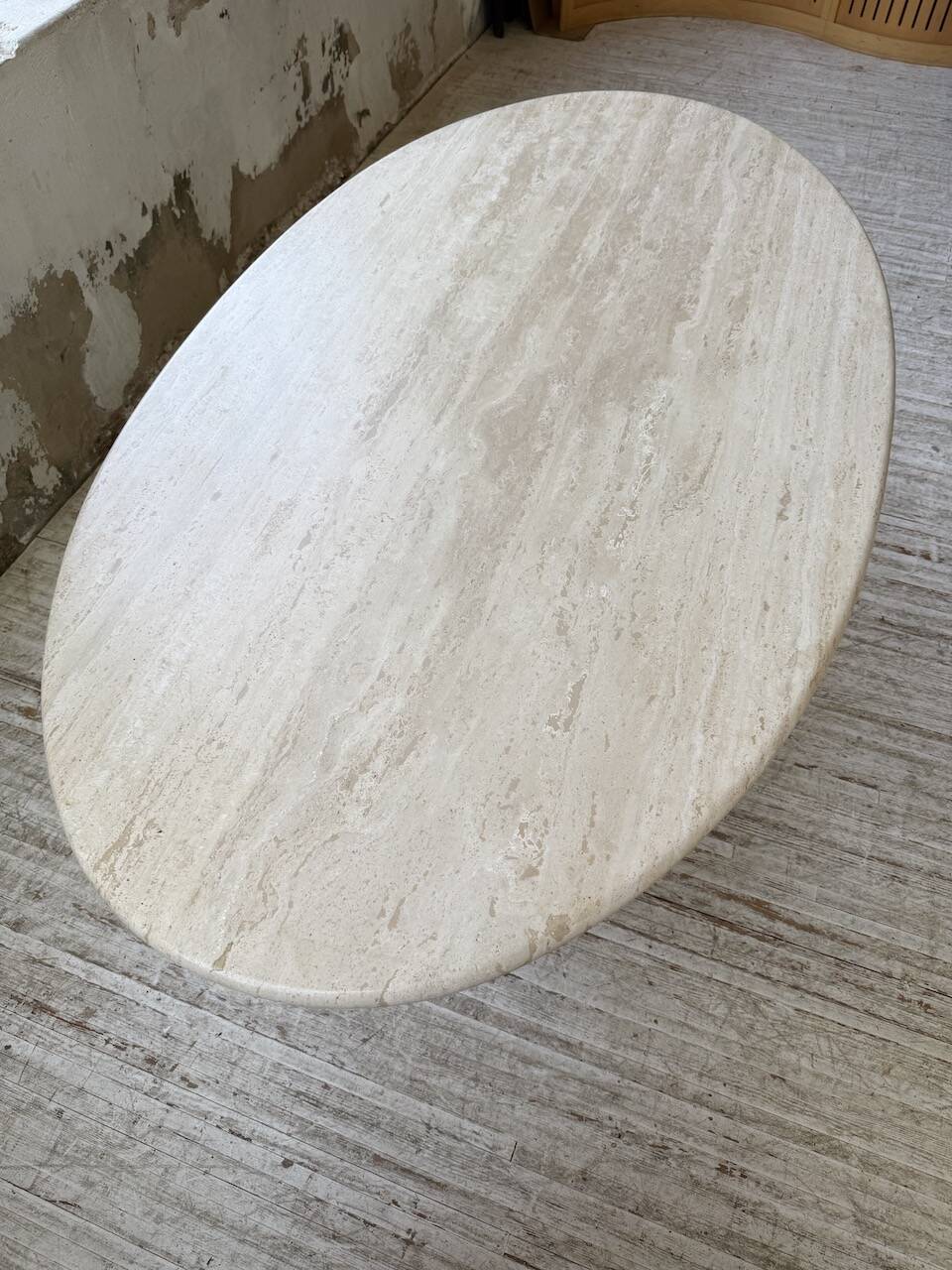 Travertine dining table 1970 Italy Tobia Scarpa