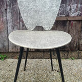 Four modernist chairs, steel, brass and skaï, 60s