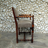 Armchair with sculpted armrests, bust of a woman, Louis XIII Renaissance style