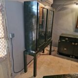 Cabinet in bamboo marquetry and brass by Dal Vera circa 1970