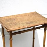 Bamboo and woven wicker table, vintage bamboo console, side table