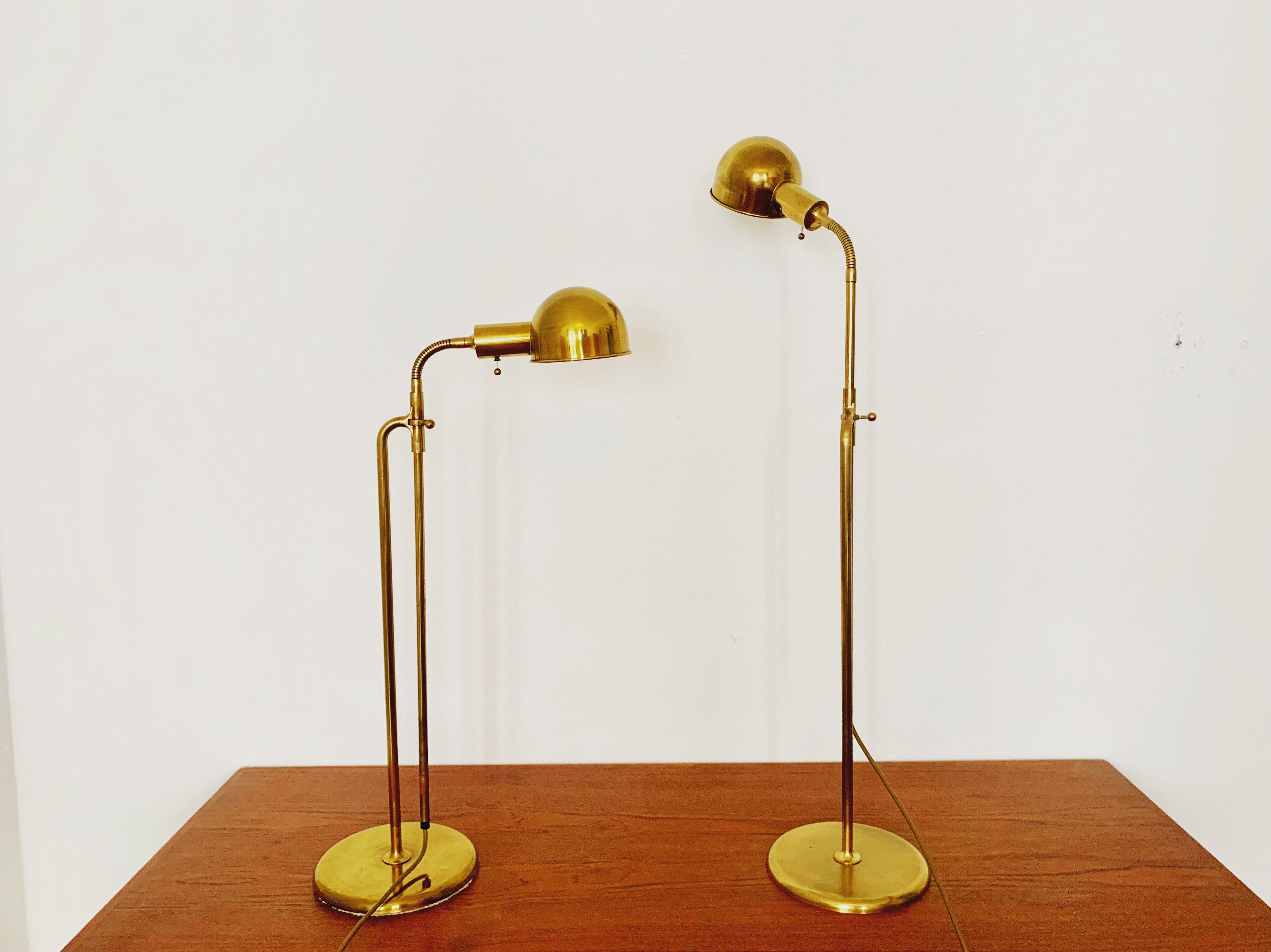 1970s adjustable BOLA brass floor or table lamp by Florian Schulz