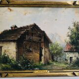 Painting, view of the Alps at Combloux, signed by Sourice Marie and dated 1931