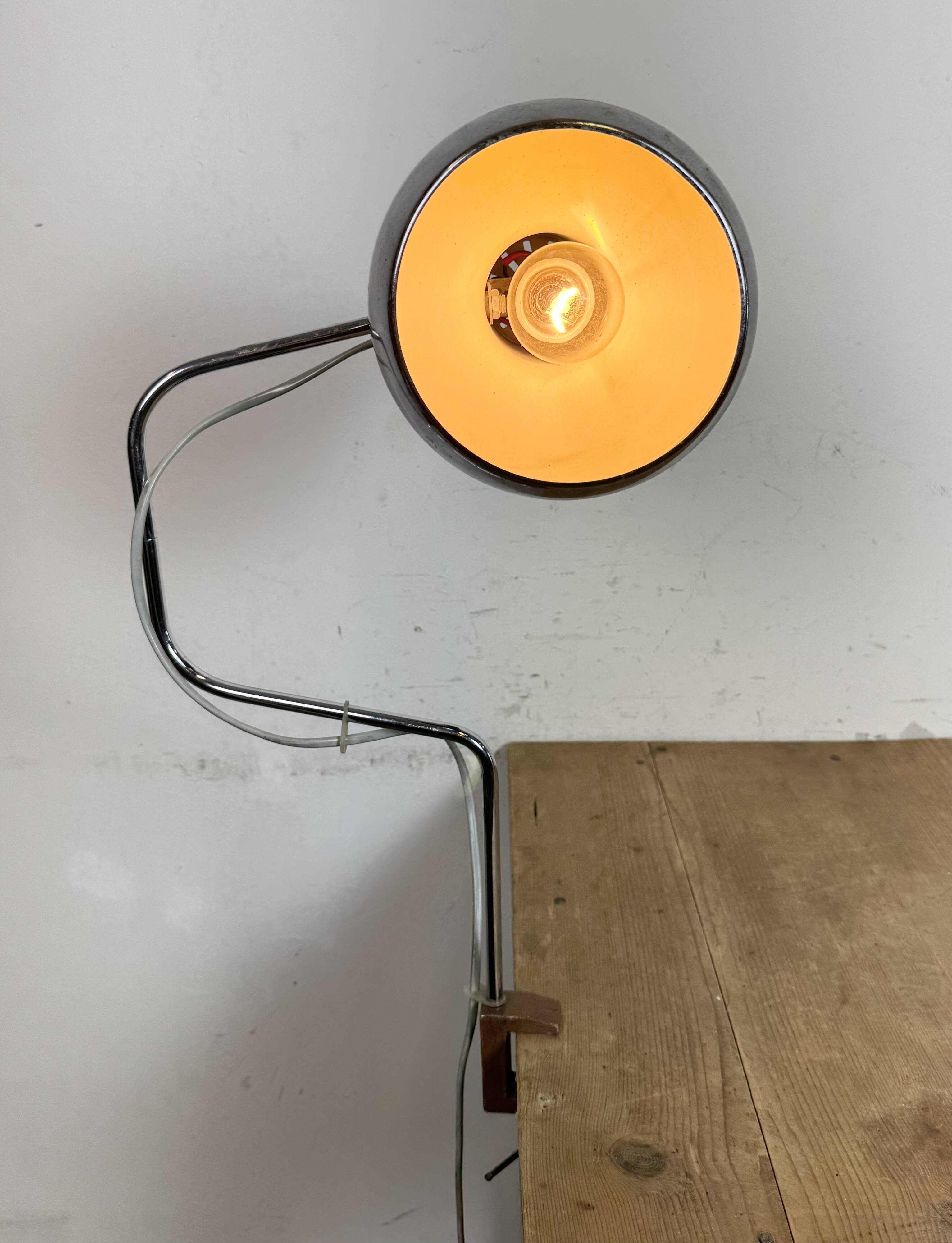 Lampe de bureau industrielle marron, années 1970