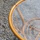 Round rattan coffee table with glass top from the 70s