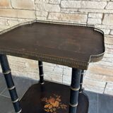 Table d’appoint marquetée sellette style Napoléon III bois effet bambou