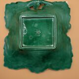 Square dish, french royal barbotine leaf