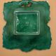 Square dish, french royal barbotine leaf