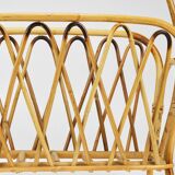 Bamboo and rattan magazine rack in the style of Franco Albini, Italy, 1970s.