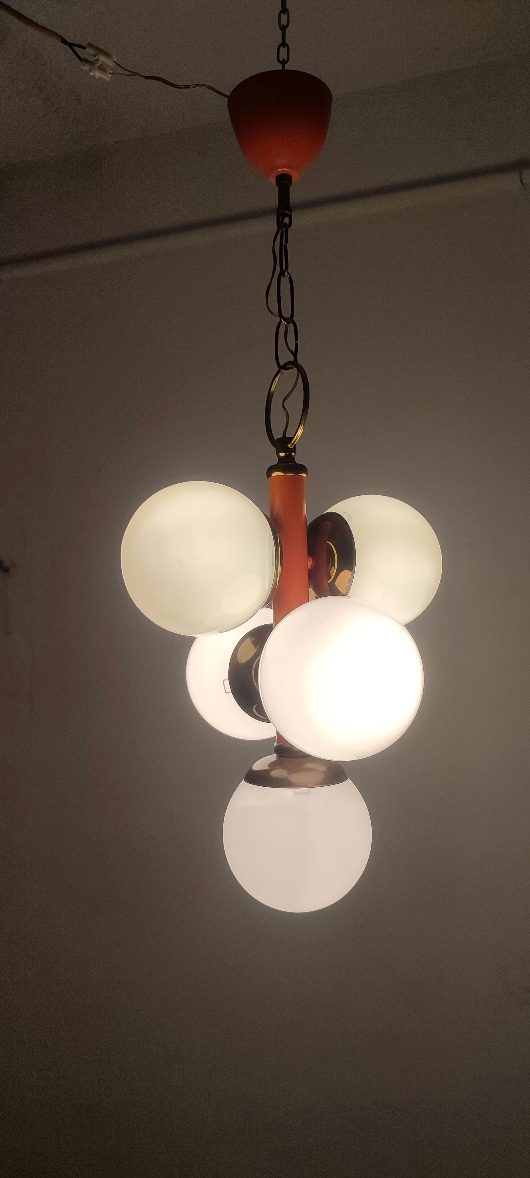 Glass ceiling lamp, Spain, 1970s