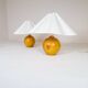 Sculptural modern table lamps from the mid-century in solid pine, Sweden, 1970s.