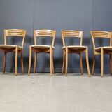 Chaises de salle à manger vintage de bistrot italien et corde de papier, années 1980