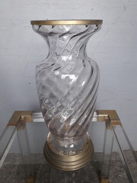 Vase verre et metal argenté d'époque, années 40/50