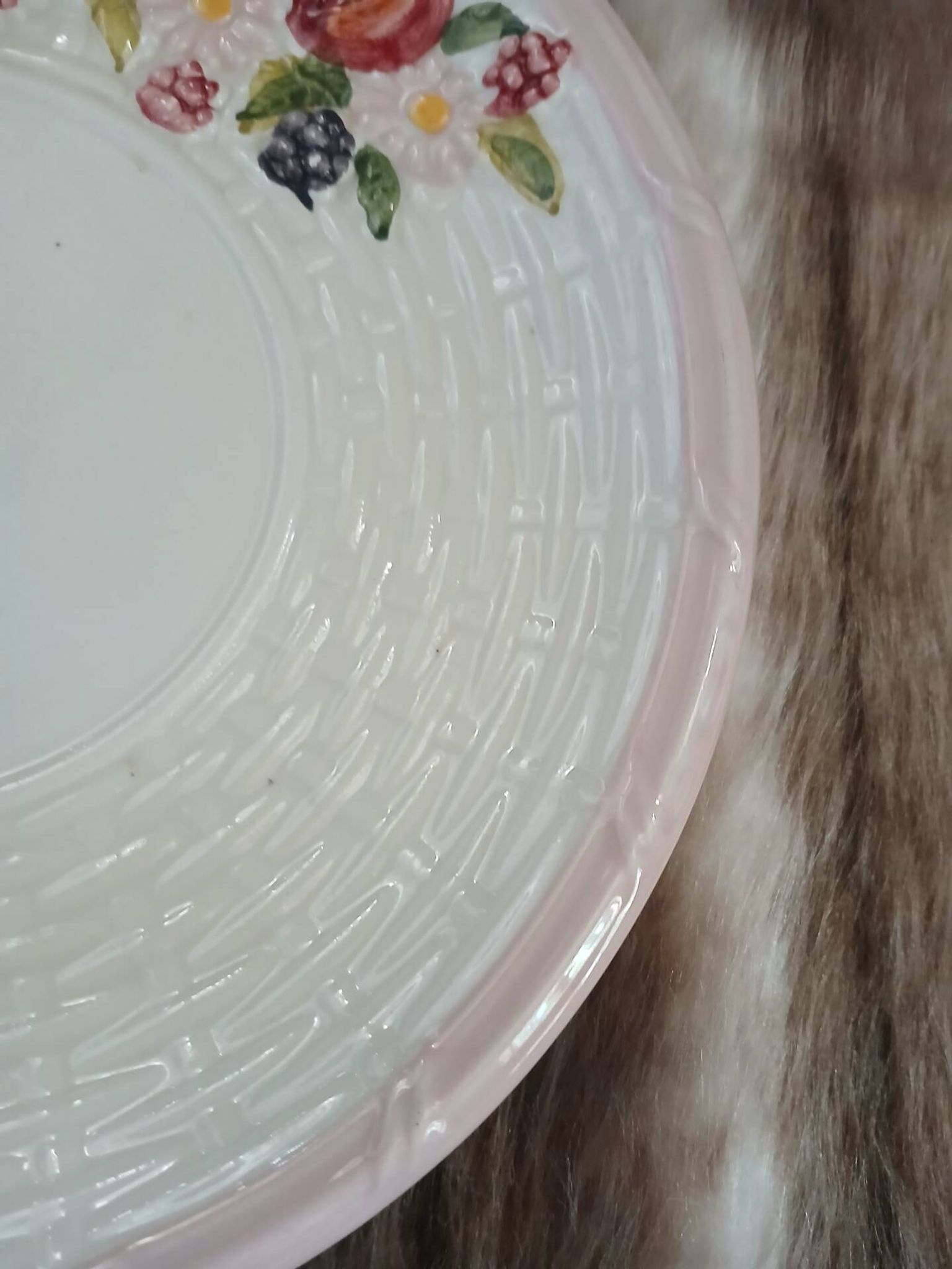 Assiette ancienne en barbotine