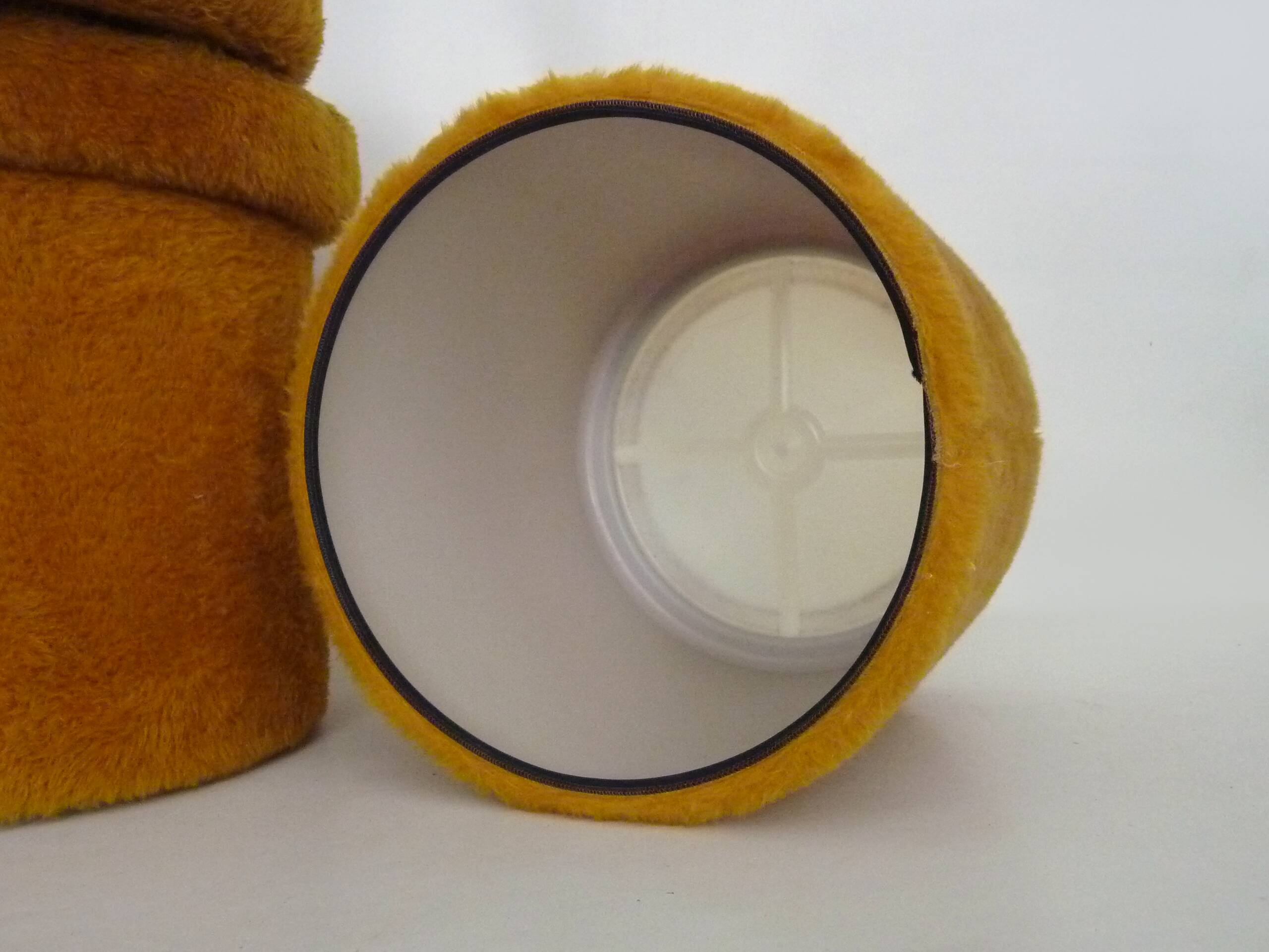 Pair of poufs, fur stools with storage inside, 1970s.