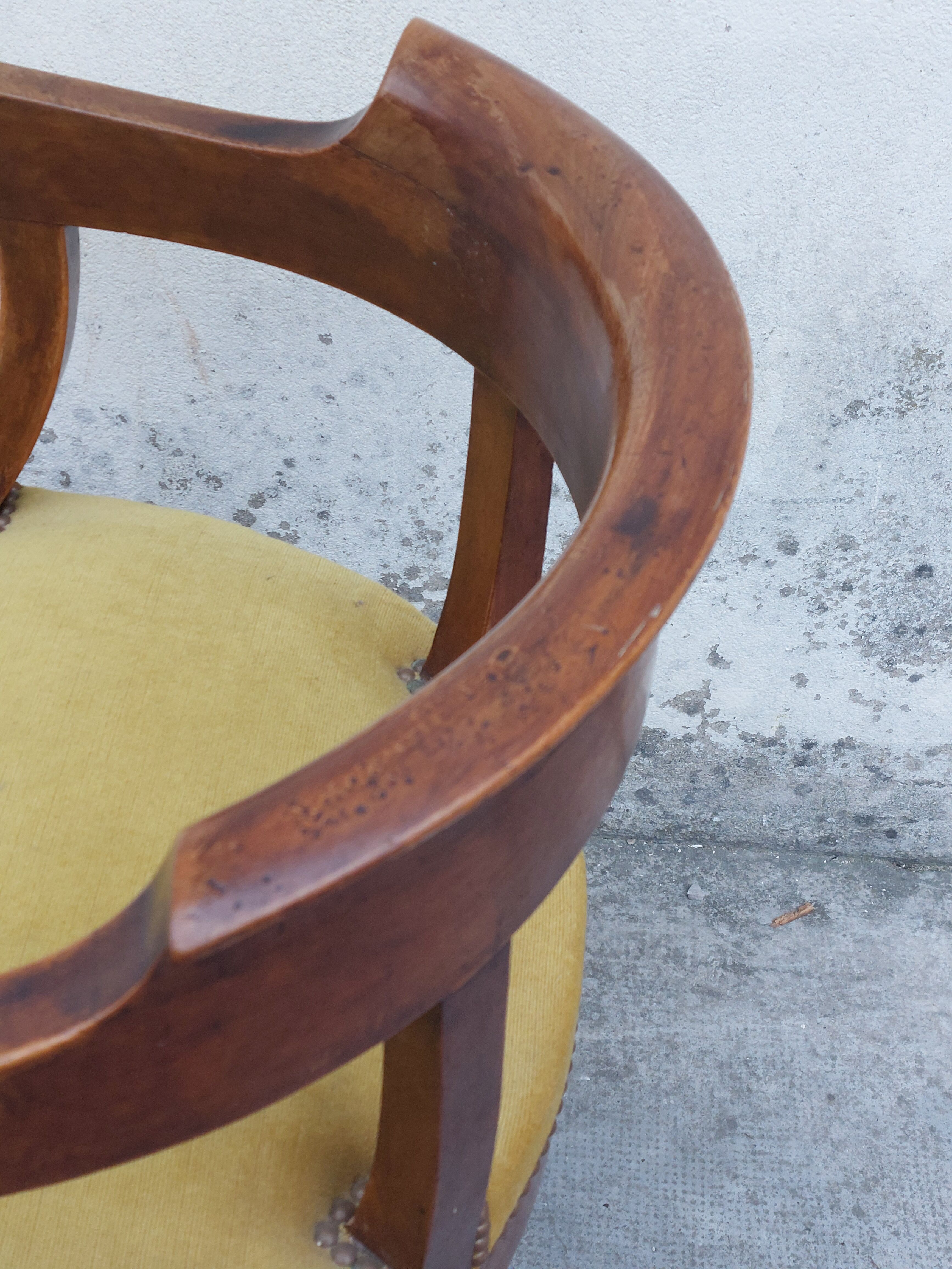 Louis Philippe office armchair in solid walnut