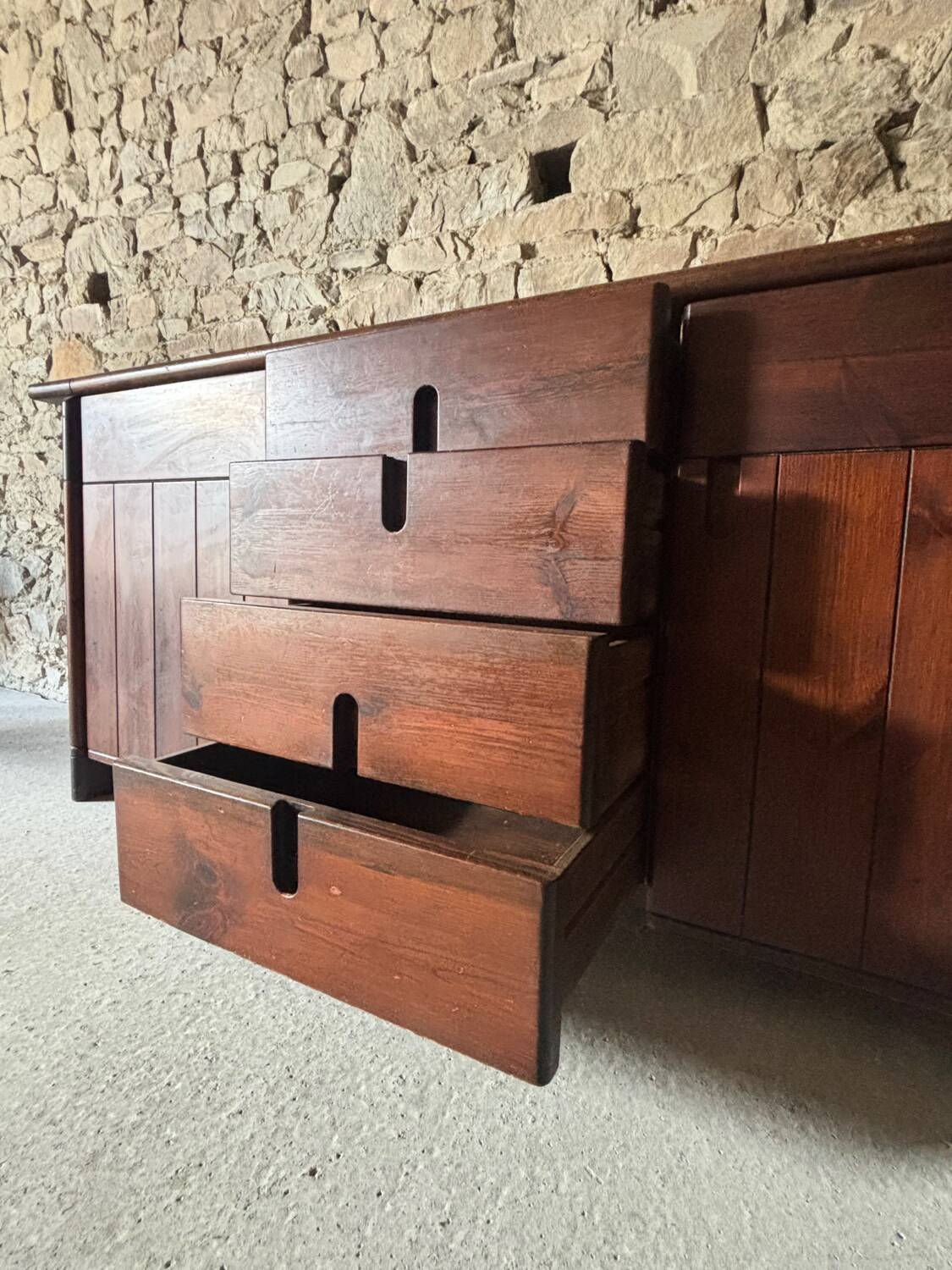 Solid pine sideboard by Silvio Coppola for Fratelli Montina, 1970