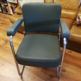 Roneo armchair, Nori model, gray leatherette, chrome tubes, very good general condition