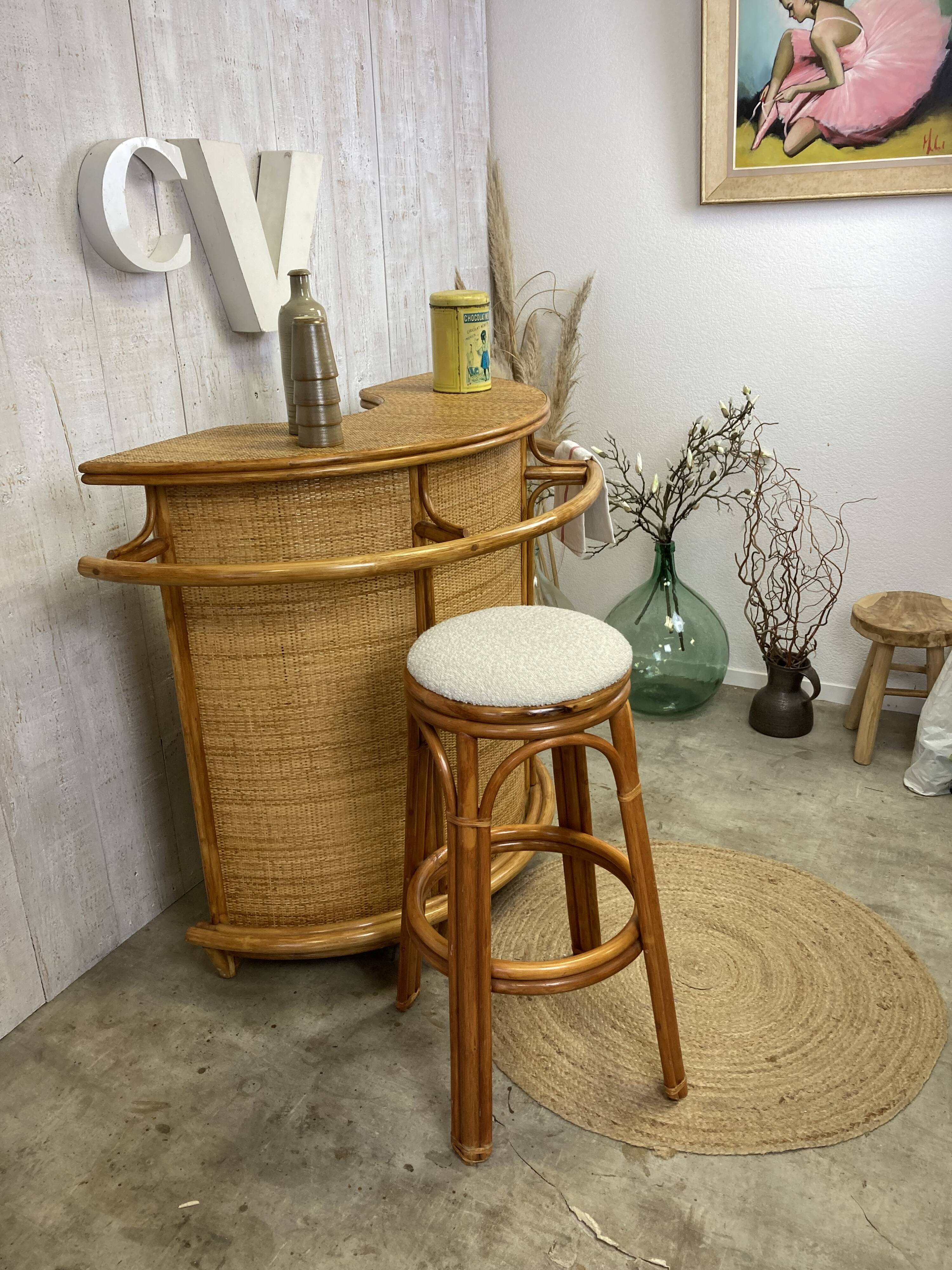 Bar en rotin vintage