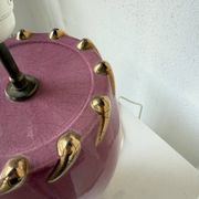 Lampe de table céramique rose et or tripode