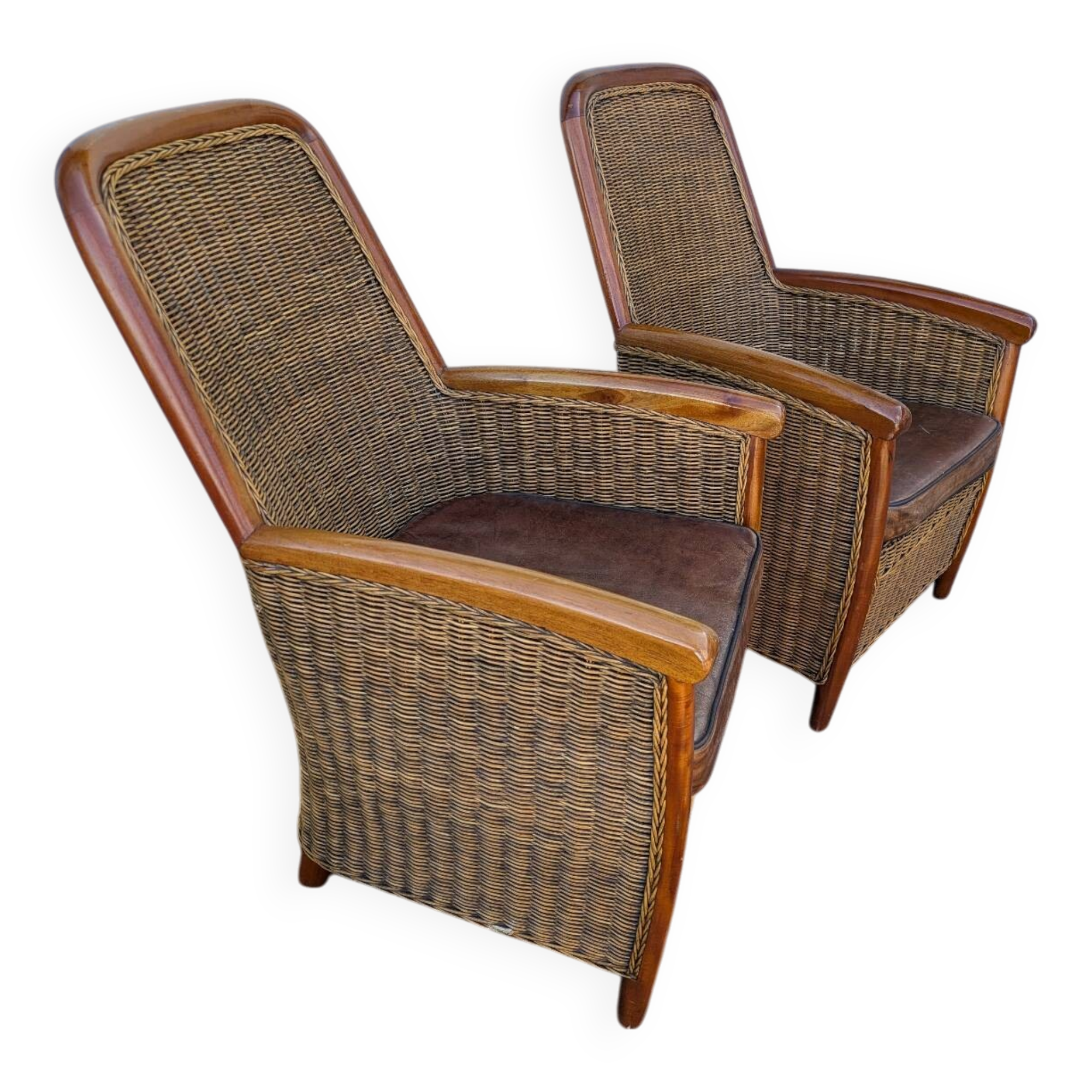 Pair of rattan armchairs