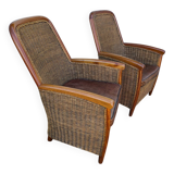 Pair of rattan armchairs