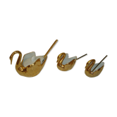 Salerons & moutardier porcelaine cygne doré, 1970