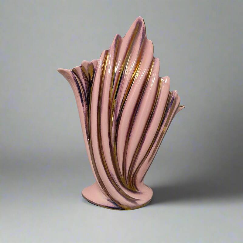 1960s Astonishing Pink and Gold Vase by SICAS Limited Edition. Made In Italy