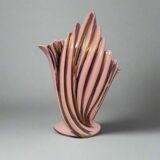 1960s Astonishing Pink and Gold Vase by SICAS Limited Edition. Made In Italy