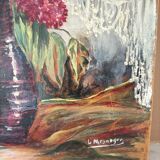 Tableau vintage bouquet de fleurs lilas