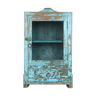 Wooden showcase with blue patina
