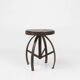 Industrial Black Metal Stool with Frame, France 1920s