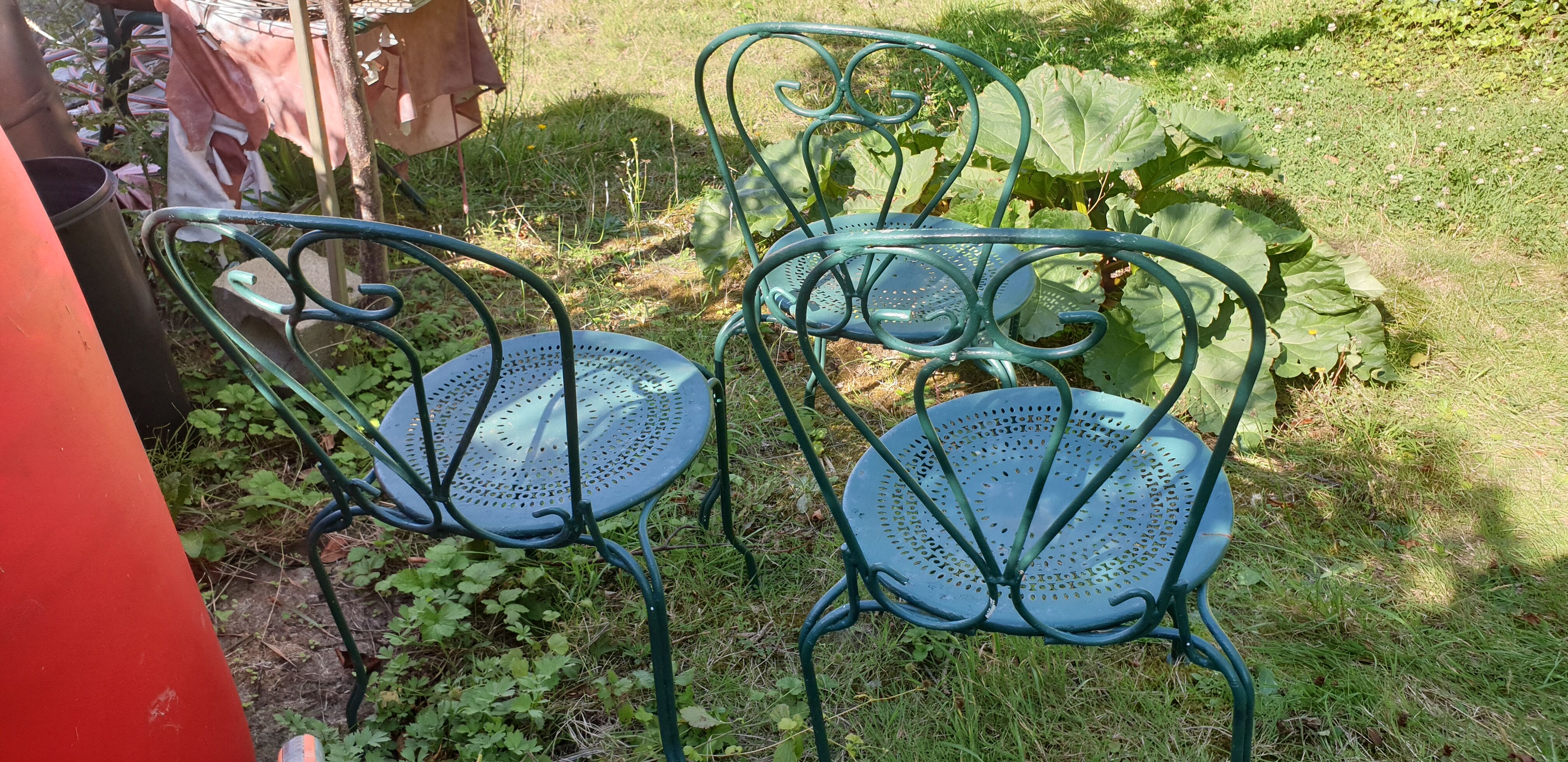 3 wrought iron garden chairs