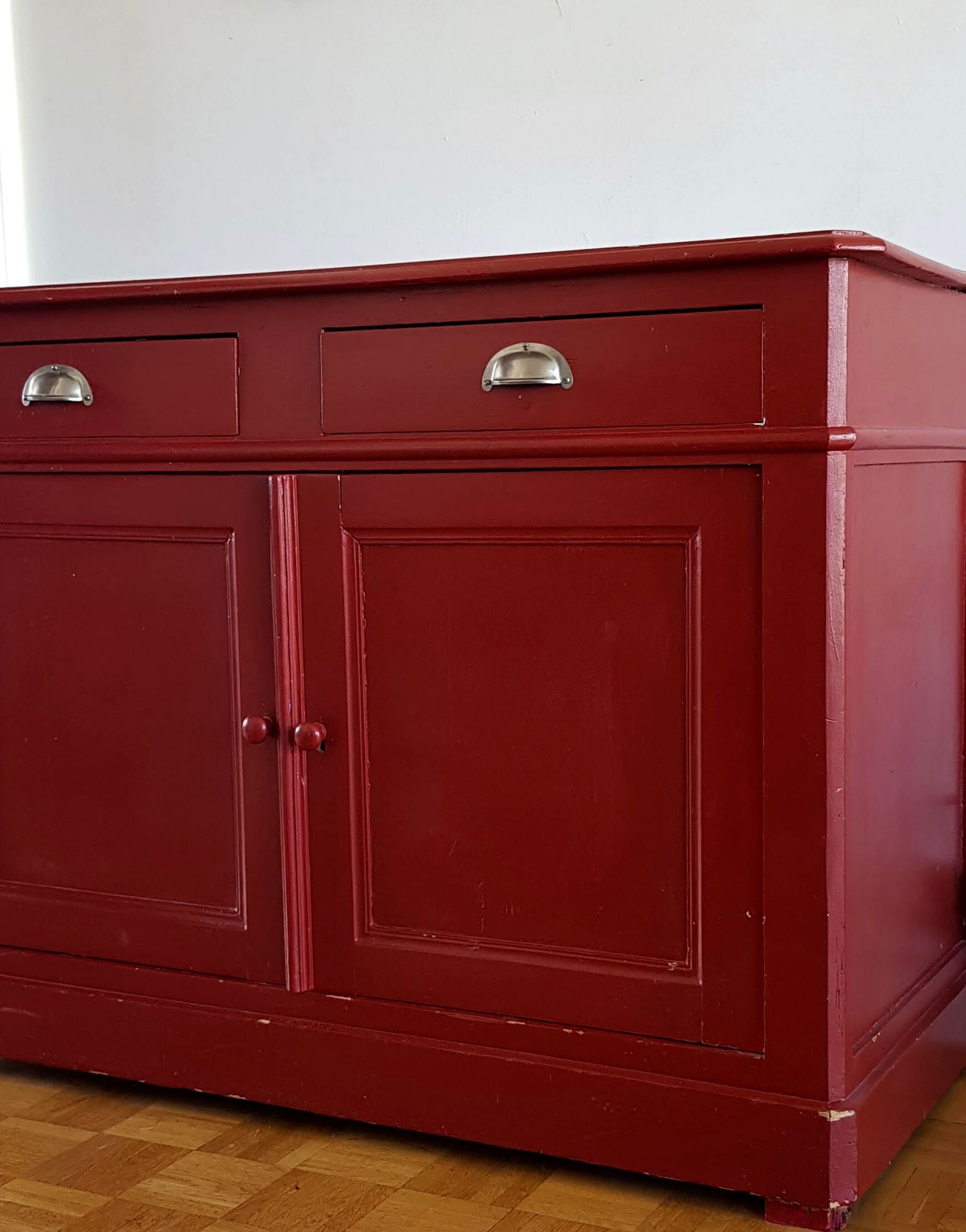 English style painted red storage cabinet
