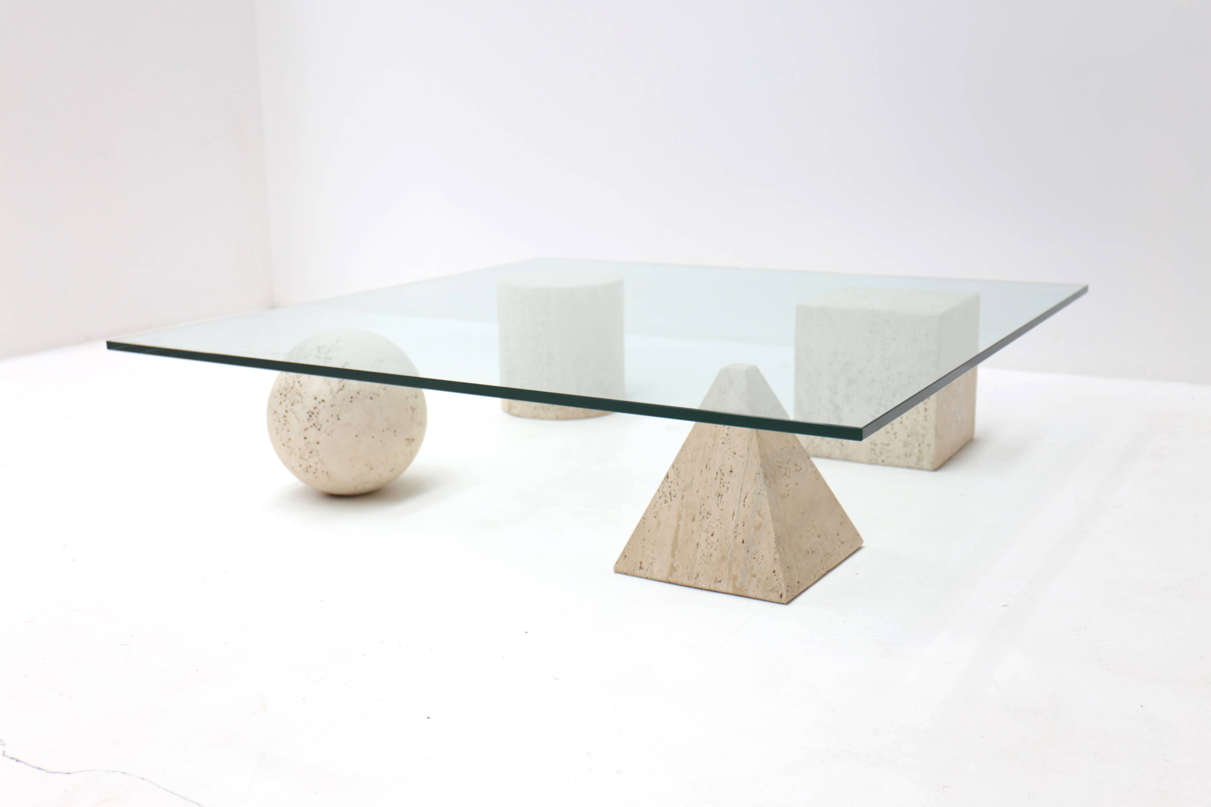 Metafora travertine coffee table by Massimo & Lella Vignelli, Italy