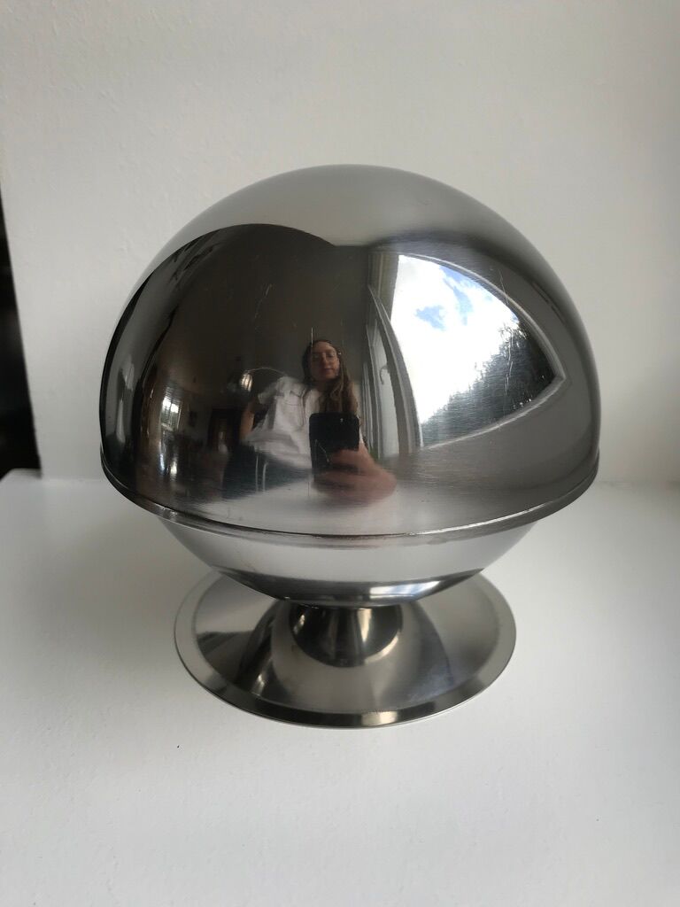 Metal sugar bowl style space age seventies 70s