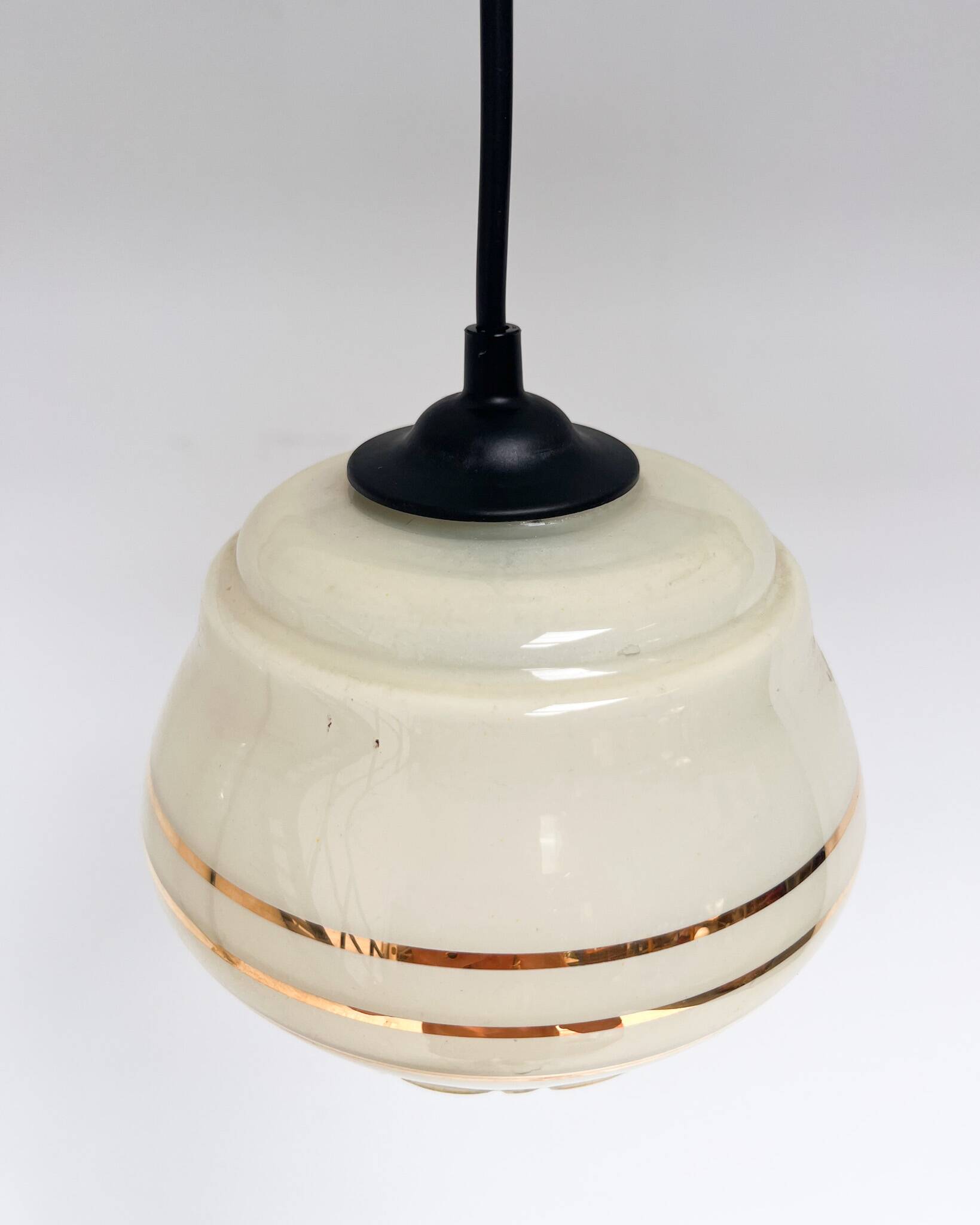 Set of 2 vintage beige round ceiling lamps, 1960s
