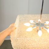 Vintage Textured Glass Chandelier: Mid-Century Kalmar Style Pendant Light