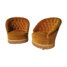 mustard yellow velvet toad armchairs, set of 2