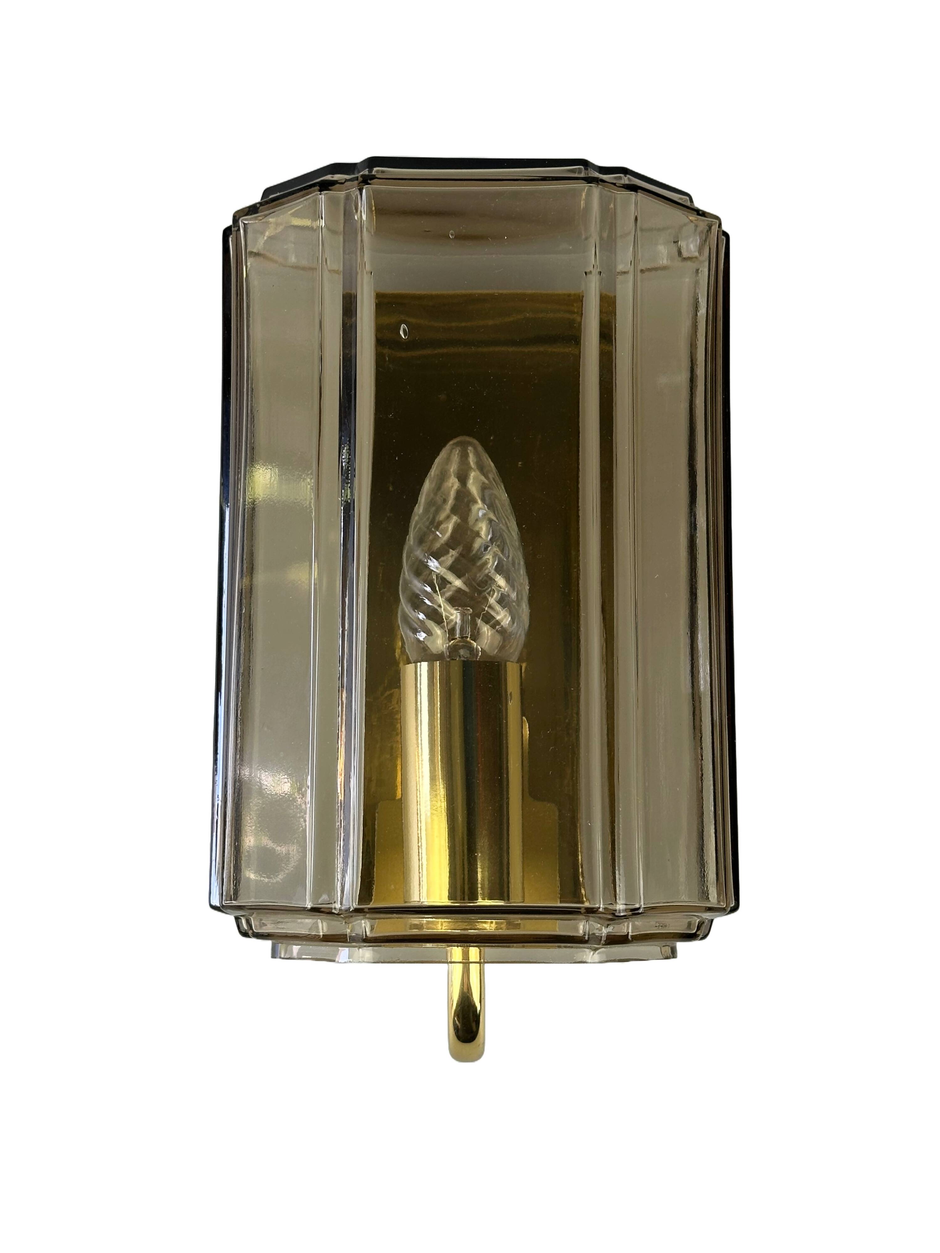 1960s/70s Wall Lamp Glashütte Limburg Germany Glass & Metal Age Design