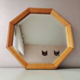 Vintage wooden mirror with cut glass, 80s (54 x 54 cm)