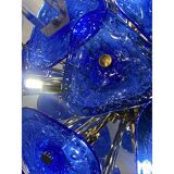 Blue Murano Style Glass Sputnik Gold Candlestick