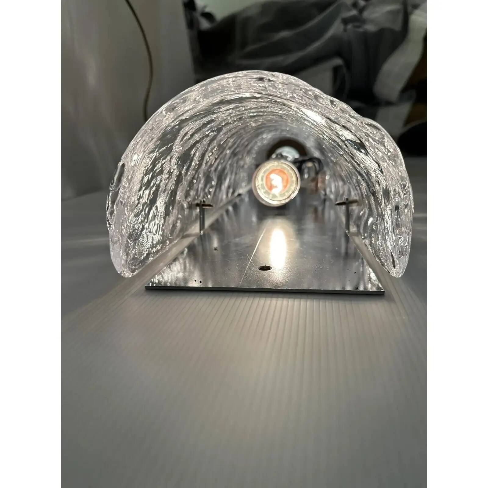 Elegant Transparent Hammered Glass Wall Sconces with Italian Murano Influen