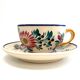 Tasse et sous tasse à thé Quimper décor fleurs