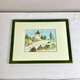 Tableau aquarelle cadre en bois
