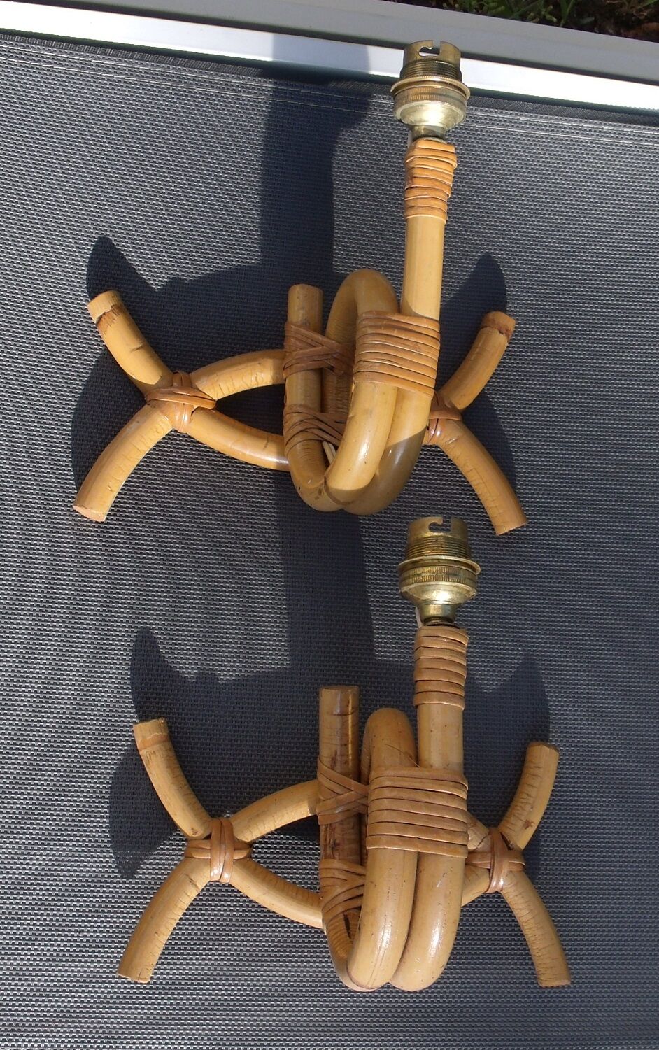 Pair of rattan wall lights